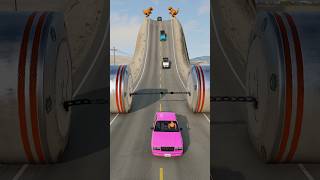 Cars & School Bus vs Chained Hydraulic Crush - BeamNG.drive screenshot 1