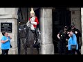 Lady rushed to get the police but arnie is busy biting people at the horse guards