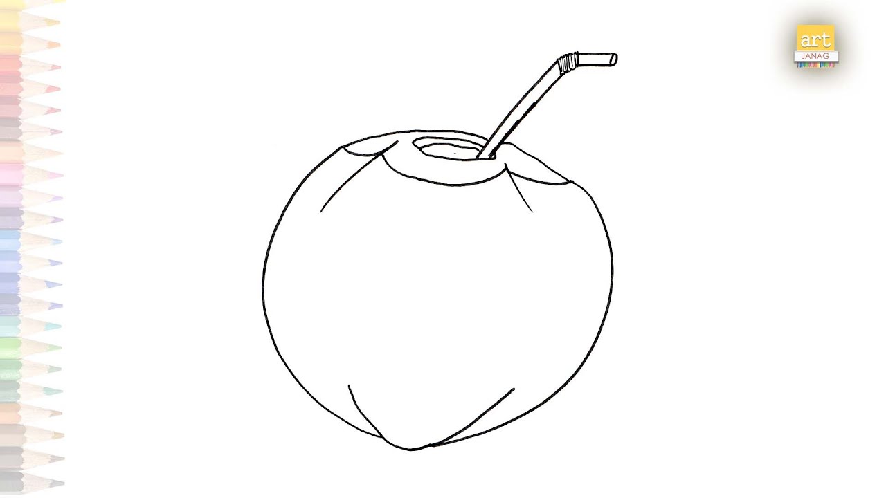 Green Coconut drawing easy dibujo de coco How to draw A Coconut step by step easydrawing