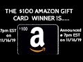 The Winner of The $100 Amazon Gift Card Giveaway is...