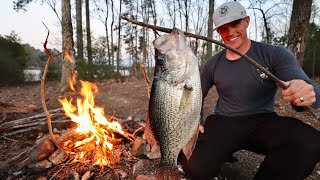 Island Camping & Fire Roasting Personal Best Crappie!