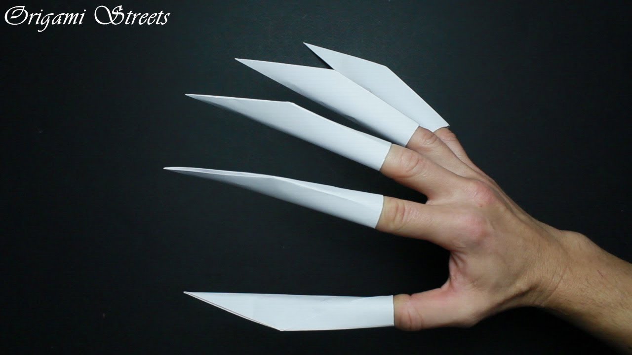 Коготь из бумаги видео. Оригами когти. Когти из бумаги. Поделка когти. Когти из бумаги на пальцы.