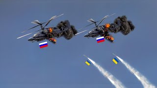 Horrible Footage! 2 Russian Ka-52 Combat Helicopters Blowed Up by Ukrainian Missiles