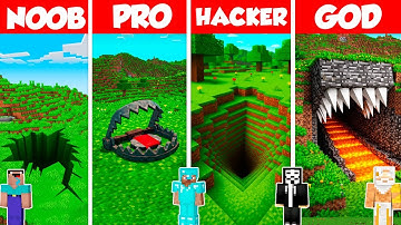 Trap Secret Base Build Battle Challenge - Noob vs Pro vs Hacker vs God - Minecraft Animation