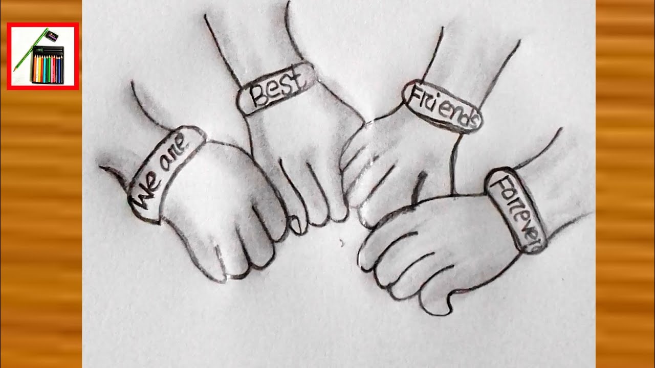 Drawing Four Best Friends Hands Love Forever/Best Friends Hand ...