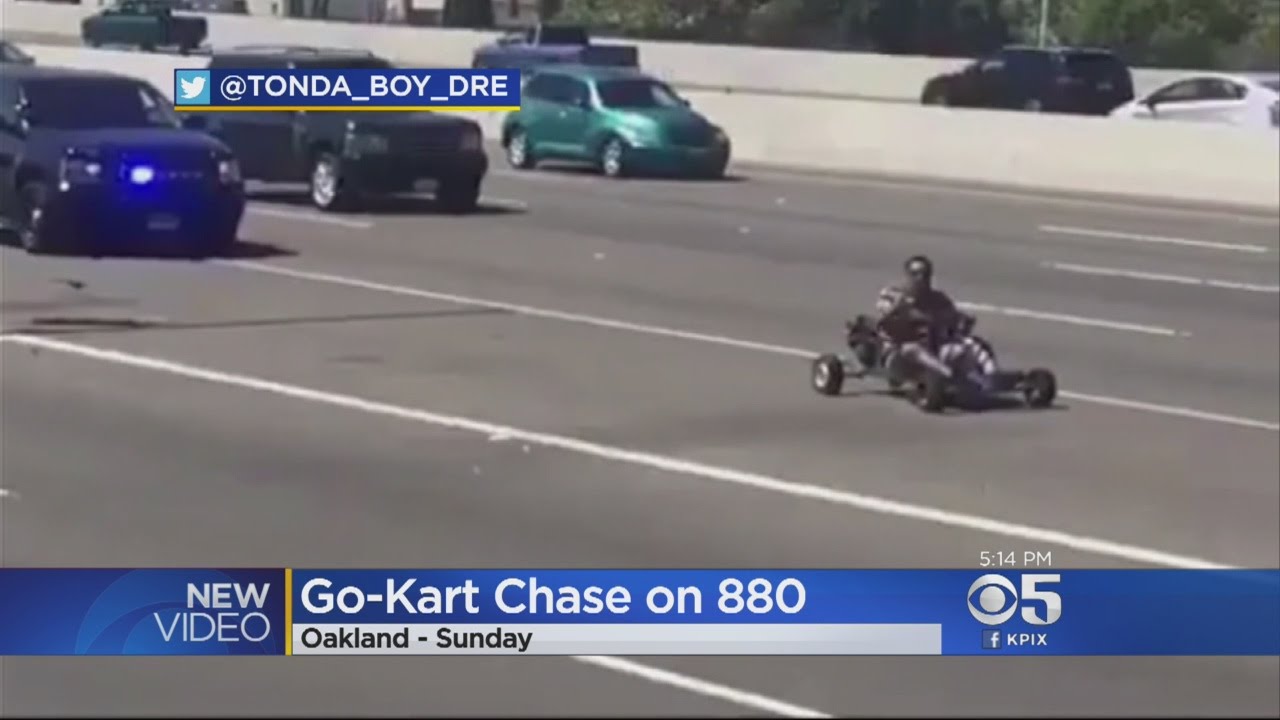 Go-Kart Leads Chase On Oakland Freeway - YouTube