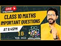 Class 10 cbse maths important questions for board exam 2024 live 10th feb 2024  maths by rahul sir