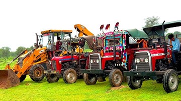 Jcb 3dx Machine with Tractor Loading Mud in Trolley Mahindra 275, Eicher 380, Kubota , Swaraj 855