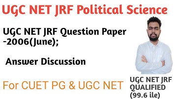 UGC NET Political Science Question Paper June 2006||UGC NET Political Science Question Paper 2006