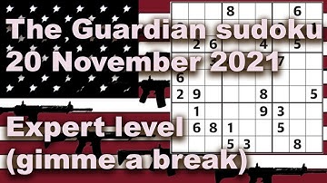 Sudoku solution – The Guardian sudoku 20 November 2021 Expert level