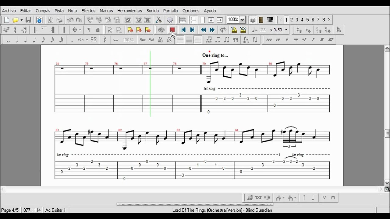 Lord Of The Rings Tab Blind Guardian Lord Of The Rings Tab Blind Guardian