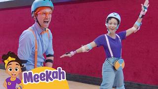 Blippi & Meekah Learn Roller Skating 🛼 Fun & Safety for Beginners at Moonlight Rollerway