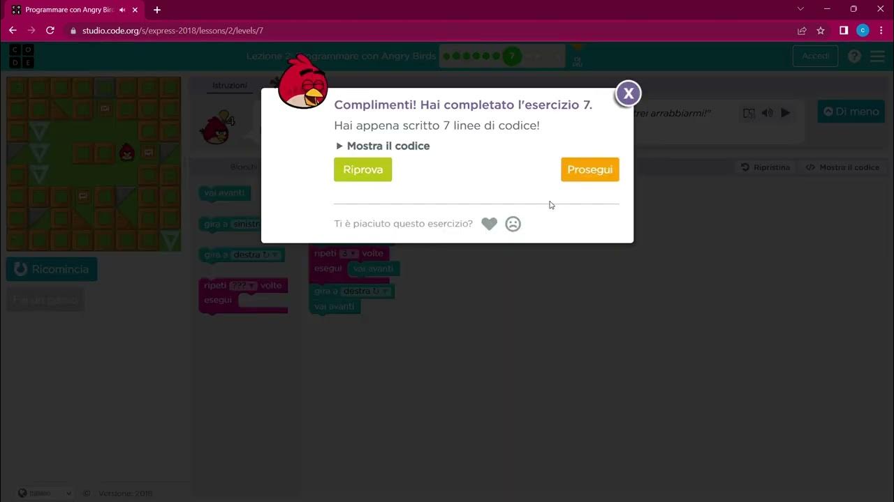  3 lezione iniziamo code org angry birds youtube