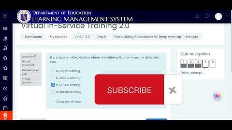 VINSET2.0 Day 5 Quiz 2 Answer Key Video Editing