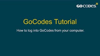 1  Log into GoCodes from your Computer