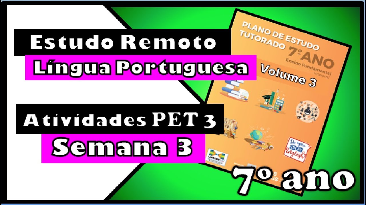 PET 3 Língua Portuguesa 7º ano do Ensino Fundamental - SEMANA 3 Correção