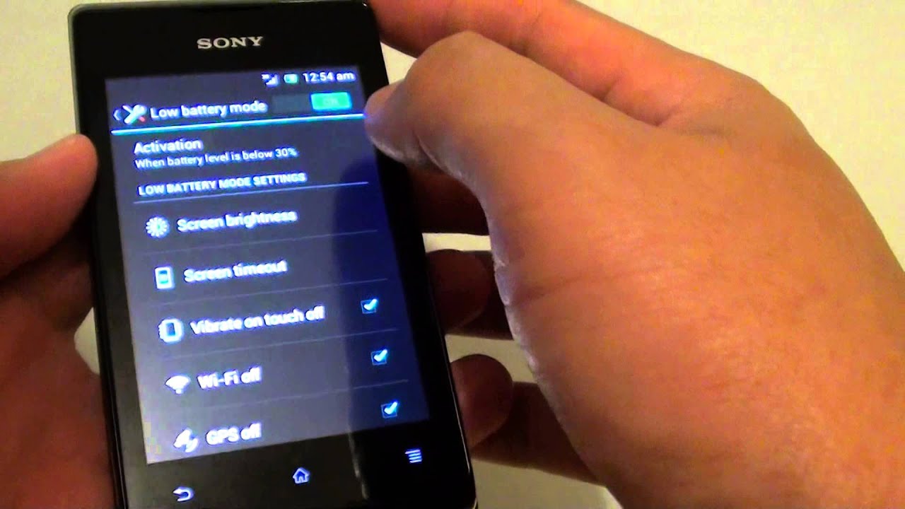 Sony Xperia E How To Quickly Enable Low Battery Mode And Turn Off Non Essential Features YouTube