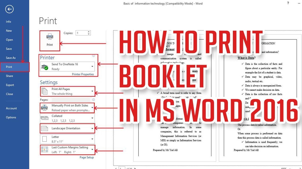 how-to-print-a-booklet-in-ms-word-2016-step-by-step-tutorial-youtube