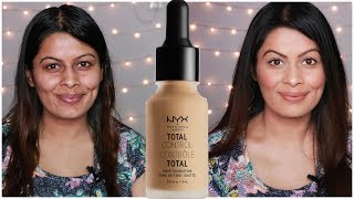 NYX  Total Control Drop Foundation - Golden Honey | Review | Hindi | Wear Test | Kavya K