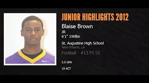 Blaise Brown (#13 Safety) : Junior Highlights 2012