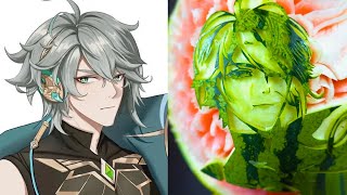 Carving Watermelons To Resemble "Alhaitham" From The Genshin Impact Game|Alhaitham|Carving screenshot 3
