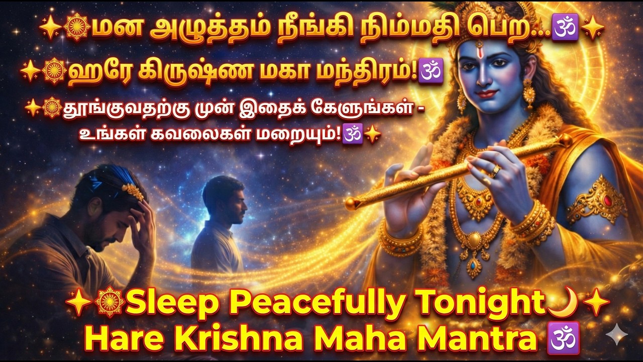 மன அழுத்தம் நீங்கி நிம்மதி பெற 🕉️ ஹரே கிருஷ்ண மகா மந்திரம் | தூங்குவதற்கு முன் கேளுங்கள்