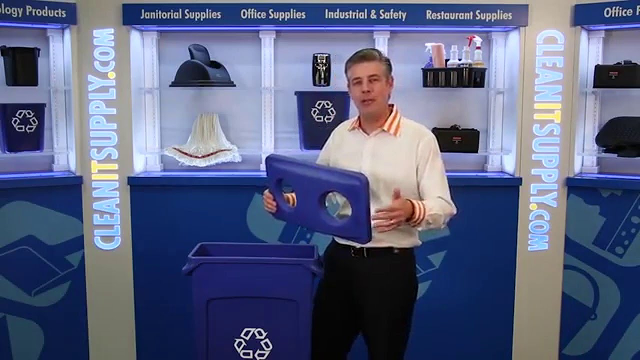 Rubbermaid Slim Jim Bouteille & peut recyclage conteneur couvercle RCP 2692-88 Bleu 