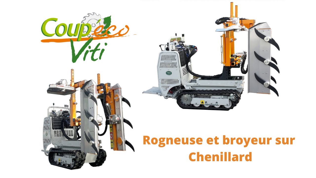 Rogneuse et broyeur sur Chenillard / Trimmer and Shredder on crawler