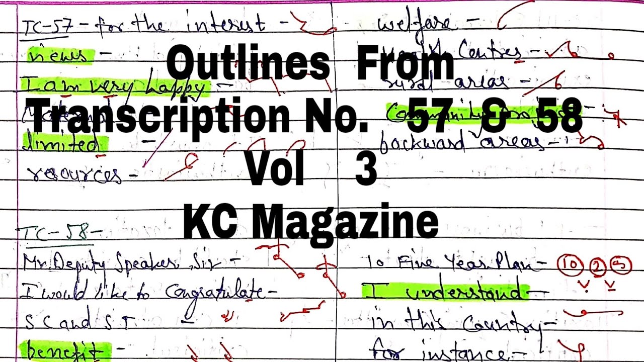 Steno Outlines From Tc no. 57 & 58 Vol 3 Kailash Chandra's