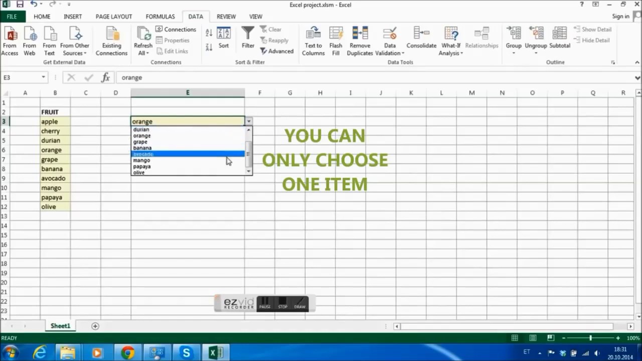 Excel 2013 drop-down list multiple selection. VBA code included - YouTube
