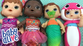 Comparing Baby Alive Water Play Dolls Mermaids and Baby Shark