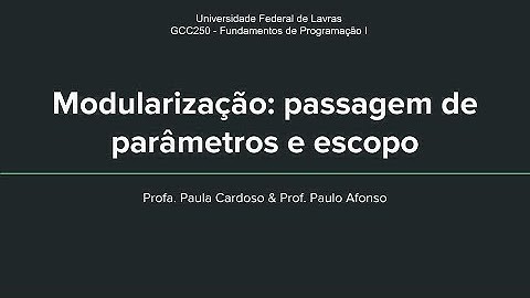 Aula 20 - Modularização: passagem de parâmetros e escopo de variáveis