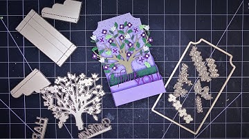 Spellbinders March 2023 Large Die of the Month: "Flowering Tree & Collapsible Card" Review Tutorial!