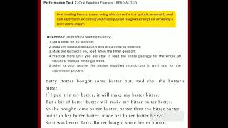 PERFORMANCE TASK. ORAL READING FLUENCY