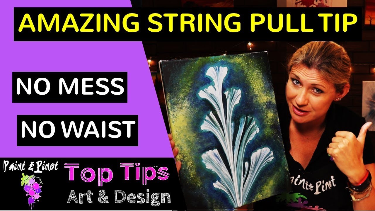String pull acrylic painting with NO mess and NO waist! - YouTube