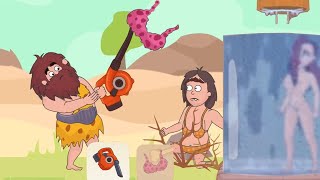 Comics bob | cave man rescue the girl puzzle gameplay fail/win level 69-78