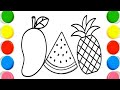 Buah Segar Bergizi Menggambar, Melukis, Mewarnai untuk Anak &amp; Balita 🍓🍎🍐🍒🍌🍇 Buah Sehat #404