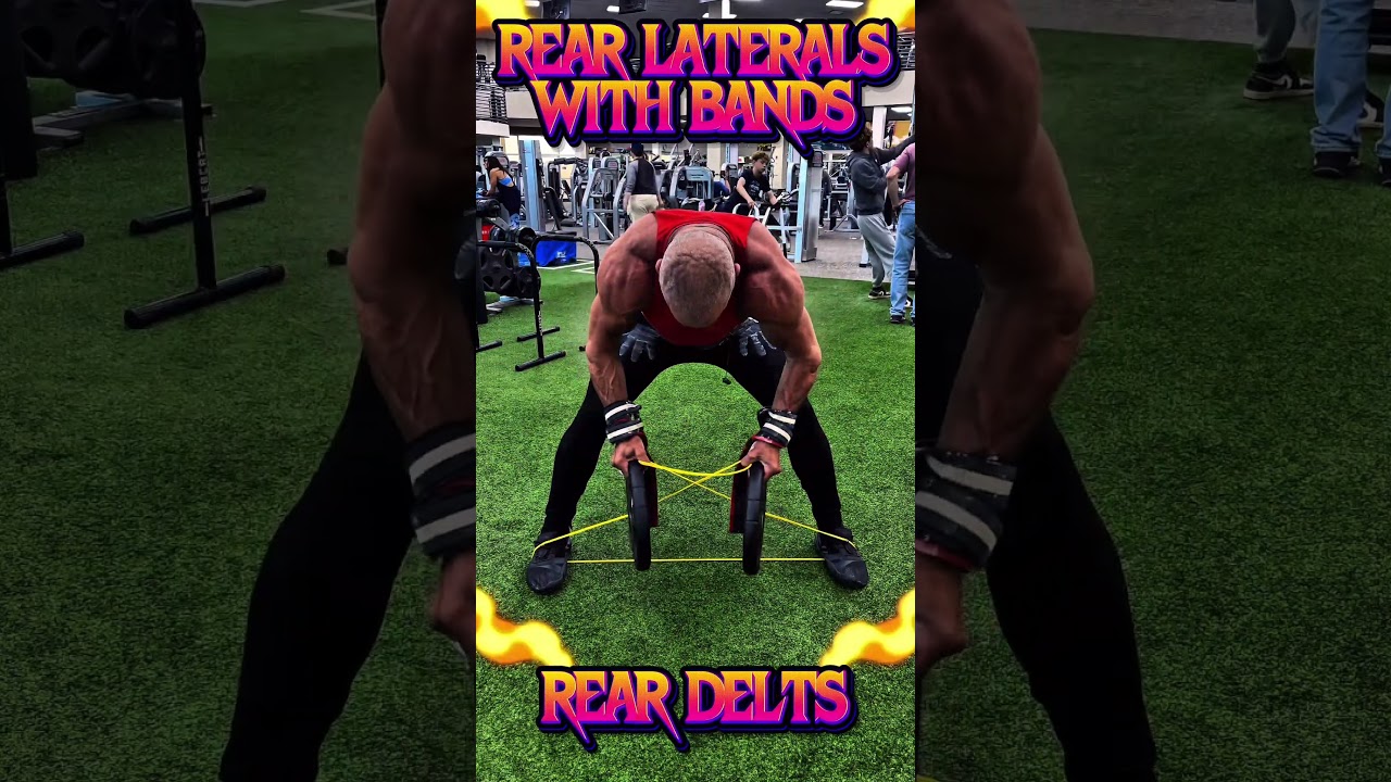 REAR LATERALS WITH RESISTANCE BAND AND WEIGHTS FOR REAR DELTS #REARDELTS #shoulders #workout