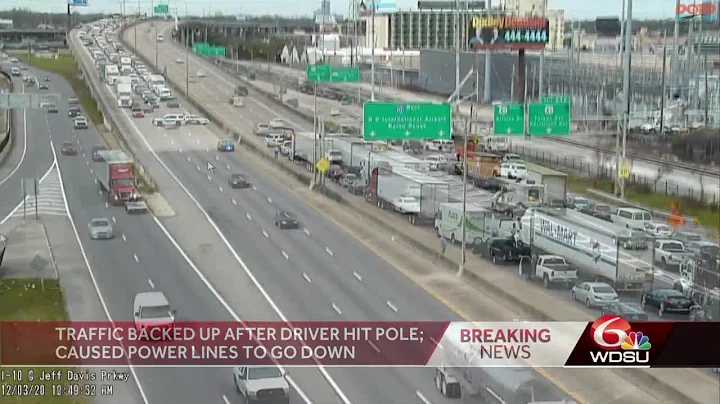 All lanes open at I-10 and Carrollton after downed powerlines cause closure