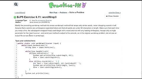 Java Practice It || 6.11 wordWrap3 || file processing, nested while loop, .subString(), .charAt()