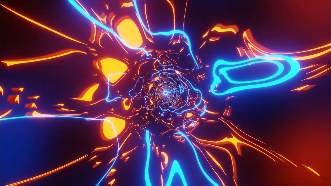VJ LOOP NEON Blue Golden Tunnel Abstract Background Video Simple Lines ...