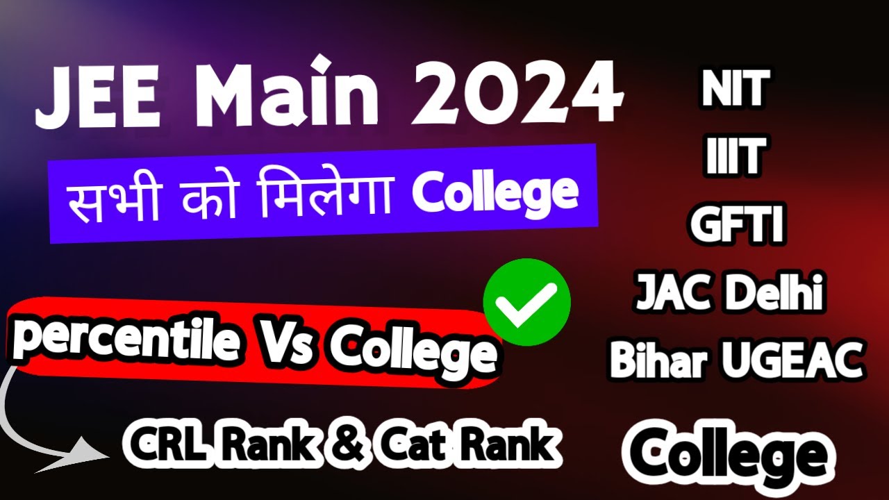 Jee Mains 2024 Percentile Vs College || Rank Vs College #jee2024 # ...