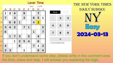 The New York Times Daily Sudoku 2024-03-13 Easy