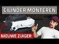 Nieuwe zuiger en cilinder monteren Piaggio 2takt motorblok | deel #7 | Vespa S 2t Schade Herstel