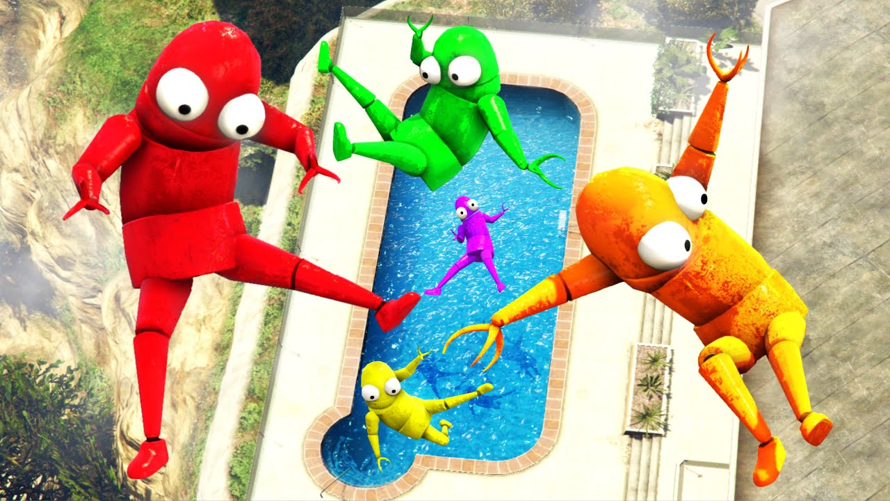 GTA 5 R.E.P.O. Squad Ragdolls and Jumping into Water