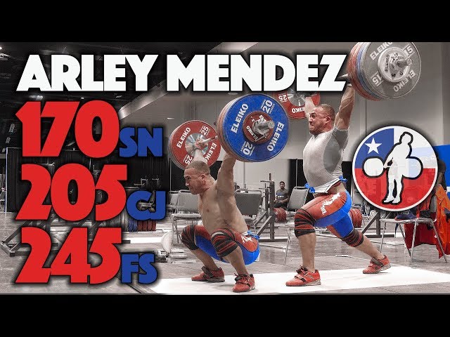 Arley Mendez Heavy Training (170 Snatch, 205 C&J, 245 FS) - 2017 WWC Training Hall [4k 60] class=