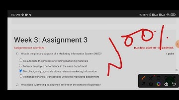 MARKETING Management -I  Assignment answer week -3 2023
