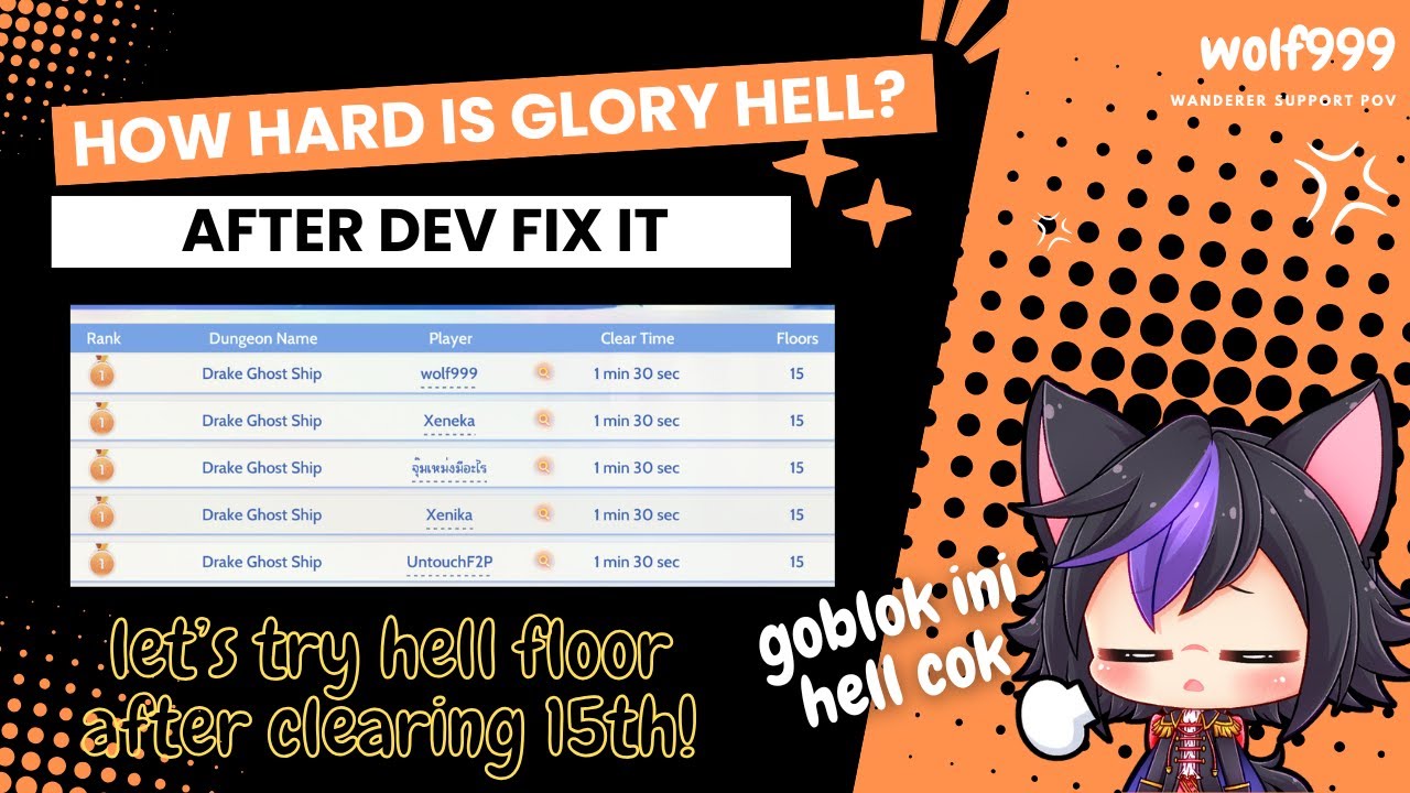 I GOT CARRIED BY SUPER PVE DPS OF MORROC 5 TO GLORY LADDER FLOOR 15th! SO WE WANT TO TRY HELL FLOOR!