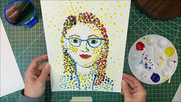 Georges Seurat Pointillism self portraits - 3rd grade art project for kids