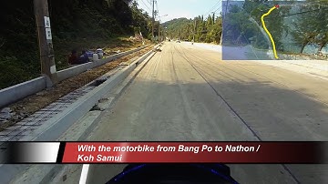 With the motorbike from Bang Po to Nathon /  Koh Samui / overflown with my drone